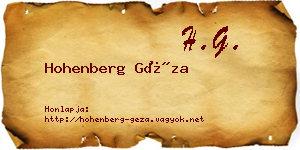 Hohenberg Géza névjegykártya